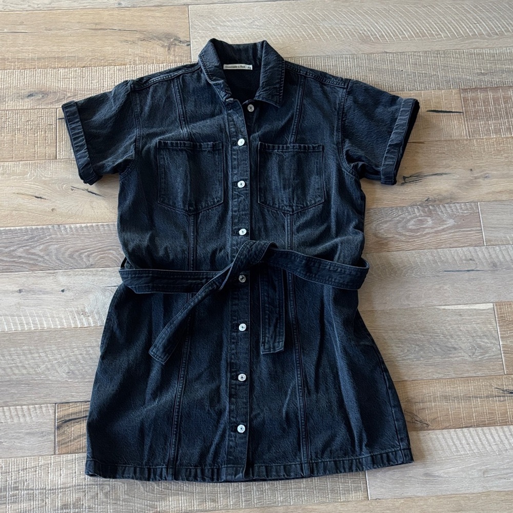 A&F Black Denim Button-Up Dress